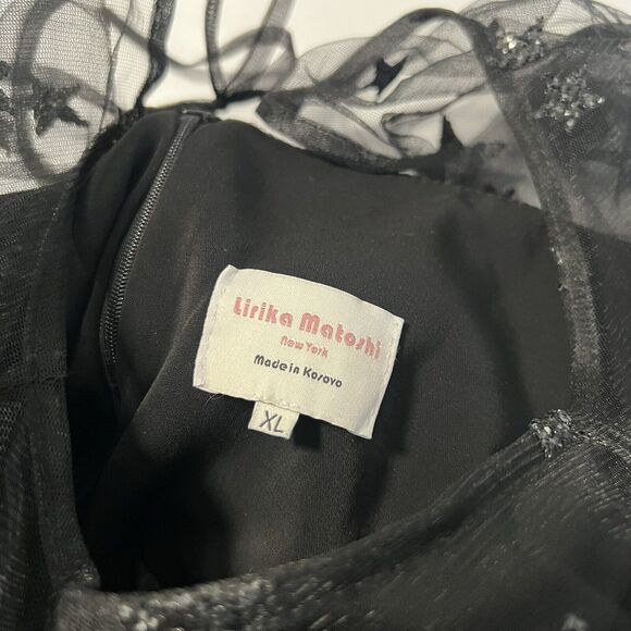 Lirika Matoshi Sz XL Teuta Tulle Dress Star Embellished in Black - Picture 7 of 16